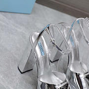 Prada Logo Plaque Platform Heeled Sandals Silver 13.5cm - 5