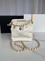 Chanel Small Bucket Bag Lambskin Gold White 17 × 16 × 7 cm - 1