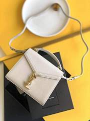 YSL Cassandra Mini Top Handle Bag Grain White 20x16x7.5cm - 1