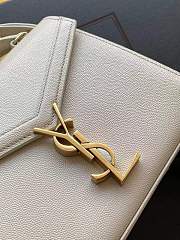 YSL Cassandra Mini Top Handle Bag Grain White 20x16x7.5cm - 5