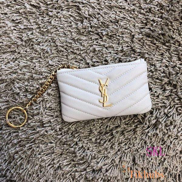 YSL Key Pouch Monogram White 13.5 X 7.5 X 2 cm - 1