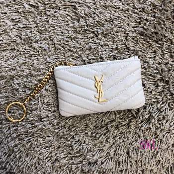 YSL Key Pouch Monogram White 13.5 X 7.5 X 2 cm