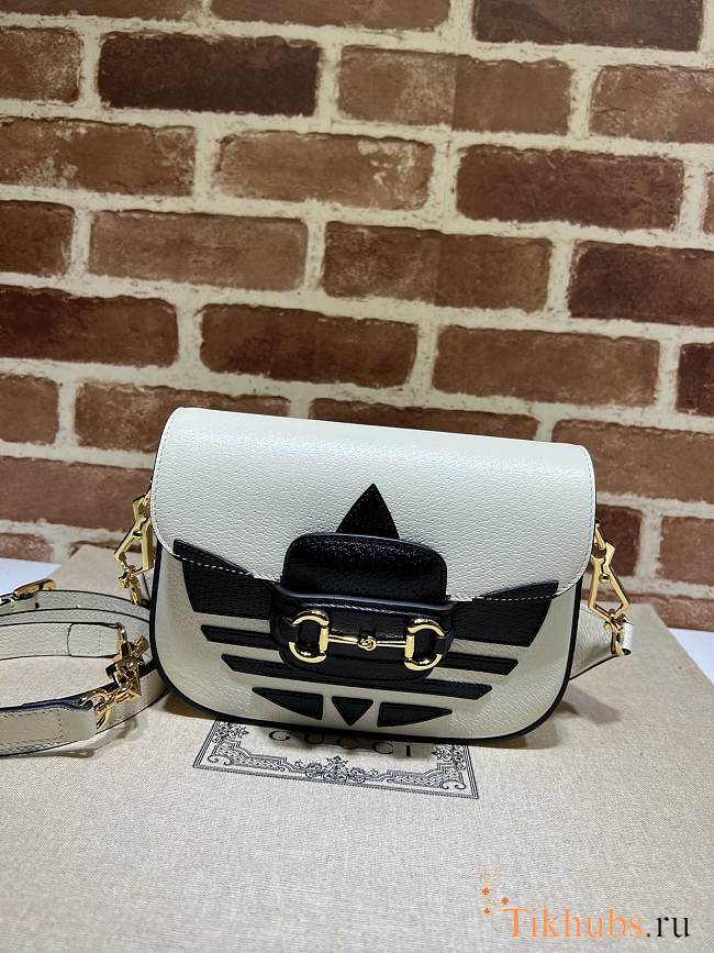 Gucci x Adidas Horsebit 1955 Shoulder Bag White Black 20x14x5cm - 1