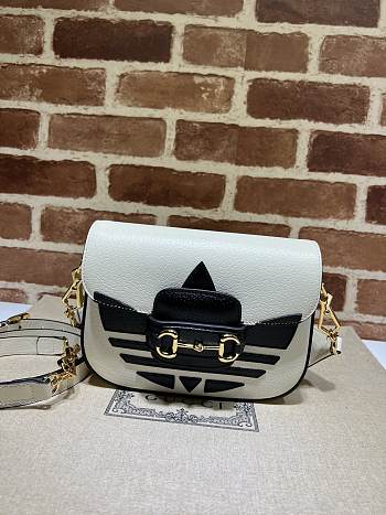 Gucci x Adidas Horsebit 1955 Shoulder Bag White Black 20x14x5cm