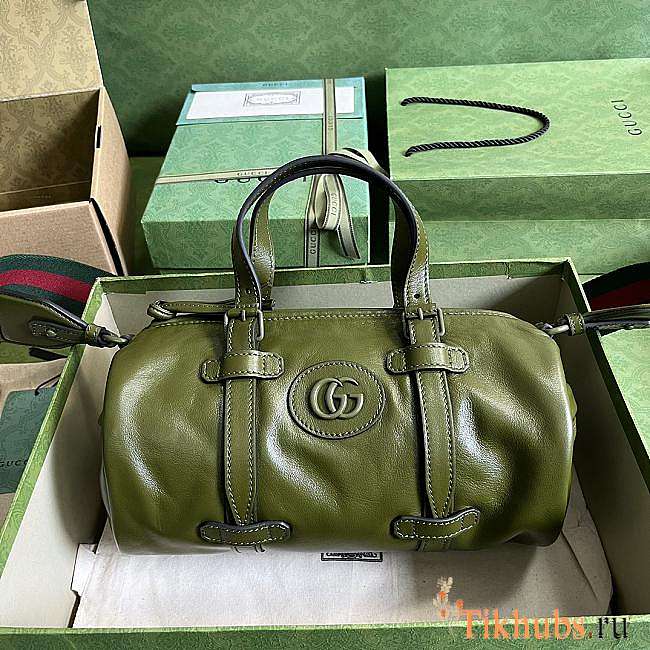 Gucci Small Duffle Bag With Tonal Double G Green 28.5x16x16cm - 1