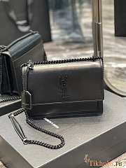 YSL Sunset Chain Bag in Smooth Leather Medium Black 22x16x8cm - 1