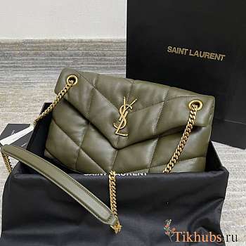 YSL Loulou Puffer Khaki Gold Hardware 29x17x11cm