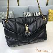 YSL Puffer Bag In Lambskin Black Gold Hardware 35x23x13.5cm - 1