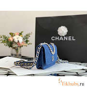 Chanel Denim Blue Quilted Wallet On Chain 19cm - 5