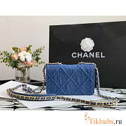 Chanel Denim Blue Quilted Wallet On Chain 19cm - 4