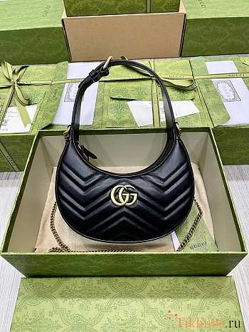 Gucci GG Marmont Half Moon Shoulder Bag Black 21.5x11x5cm