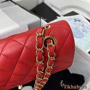 Chanel Flap Bag Lambskin Red Gold Hardware Size 23 cm - 3