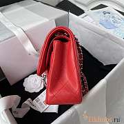 Chanel Flap Bag Lambskin Red Silver Hardware Size 23 cm - 5