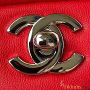 Chanel Flap Bag Lambskin Red Silver Hardware Size 23 cm - 3