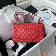 Chanel Flap Bag Lambskin Red Silver Hardware Size 23 cm - 4