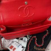 Chanel Flap Bag Lambskin Red Silver Hardware Size 23 cm - 2