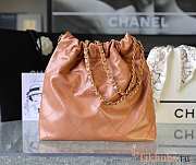 Chanel 22 Handbag Shiny Calfskin Brown Gold Hardware 42x39x8cm - 5