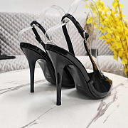 YSL Luna Slingback Pumps Black Patent Leather Heel 10.5cm - 3