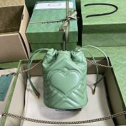 Gucci GG Marmont Matelassé Mini Bucket Bag Green 19x17x10cm - 3