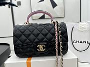 Chanel Mini Flap Bag With Top Handle Black Pink 20x12x6cm - 1