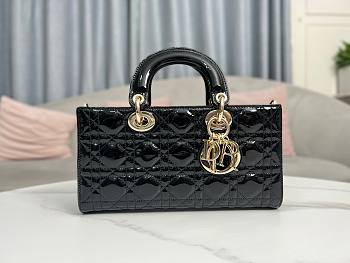 Dior Lady D-joy Black Patent Leather 26x13.5x5.5cm