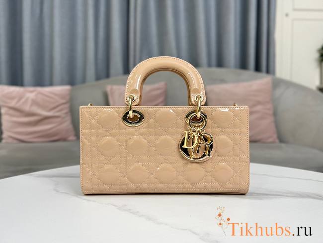 Dior Lady D-joy Beige Patent Leather 26x13.5x5.5cm - 1