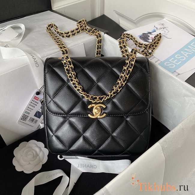 Chanel Backpack Chain Bag Lambskin Black 18 x 20 x 7 cm - 1