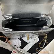 Chanel Mini Flap Bag With Top Handle Silver Gold 20x14x7.5cm - 2