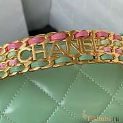 Chanel Mini Flap Bag With Top Handle Light Green Gold 20x14x7.5cm - 5