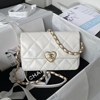 Chanel 23S Small Flap Bag Lambskin Plexi White 21x14x7cm