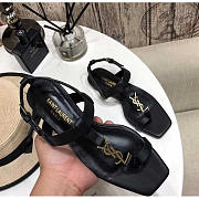 YSL Cassandra Flat Leather Sandals Black - 4