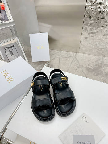 Dior Dioract Sandal Black Saddle Lambskin Leather 