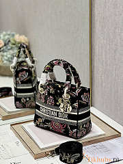 Dior Medium D-lite Black Multicolor Jardin Botanique 24x20x11cm - 5