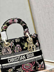 Dior Medium D-lite Black Multicolor Jardin Botanique 24x20x11cm - 2