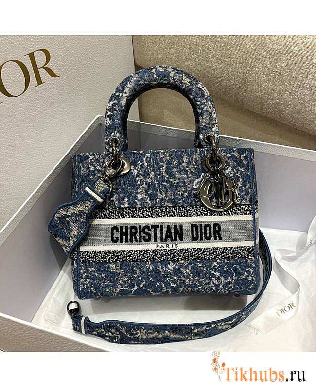 Dior Lady D-lite Blue Brocart Denim-Effect 24 x 20 x 11 cm - 1