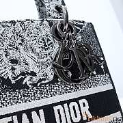 Dior Lady D-lite Black Toile Zodiac 24 x 20 x 11 cm  - 2