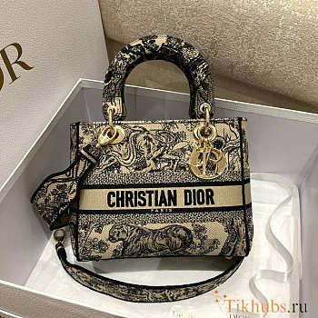 Dior Lady D-lite Brown Toile de Jouy 24x20x11cm