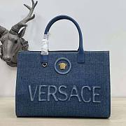 Versace La Medusa Large Tote Bag Denim Navy 40x29x16cm - 1