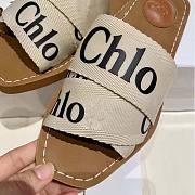 Chloe Woody Flat Mule in Canvas Beige - 3