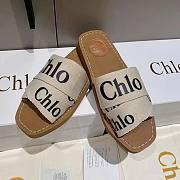 Chloe Woody Flat Mule in Canvas Beige - 2