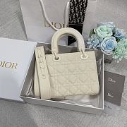 Dior Small Lady Ultramatte Cannage Calfskin White 20cm - 3