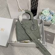 Dior Small Lady Ultramatte Cannage Calfskin Gray 20cm - 1