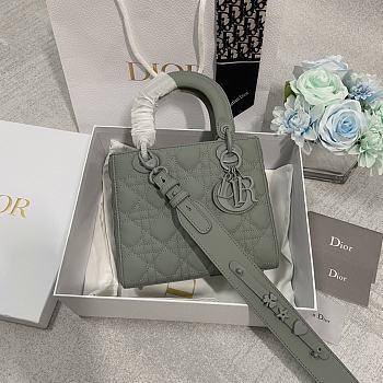 Dior Small Lady Ultramatte Cannage Calfskin Gray 20cm