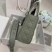 Dior Small Lady Ultramatte Cannage Calfskin Gray 20cm - 5