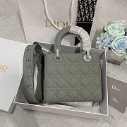 Dior Small Lady Ultramatte Cannage Calfskin Gray 20cm - 2