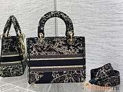 Dior Lady D-lite Black Jardin d'Hiver Embroidered Cotton 24 x 20 x 11 cm - 2