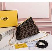 Fendi Small First Bag In FF Motif Fabric Brown 26x9.5x18cm - 5