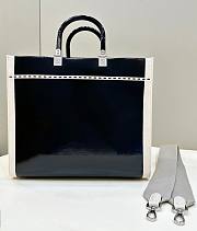 Fendi Sunshine Medium Canvas Black Patent Shopper Bag 35x31x17cm - 5