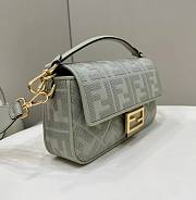 Fendi Baguette Light Green Canvas Bag 27x15x6cm - 4