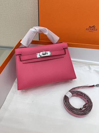 Hermes Mini Kelly Pink Epsom Silver 19cm